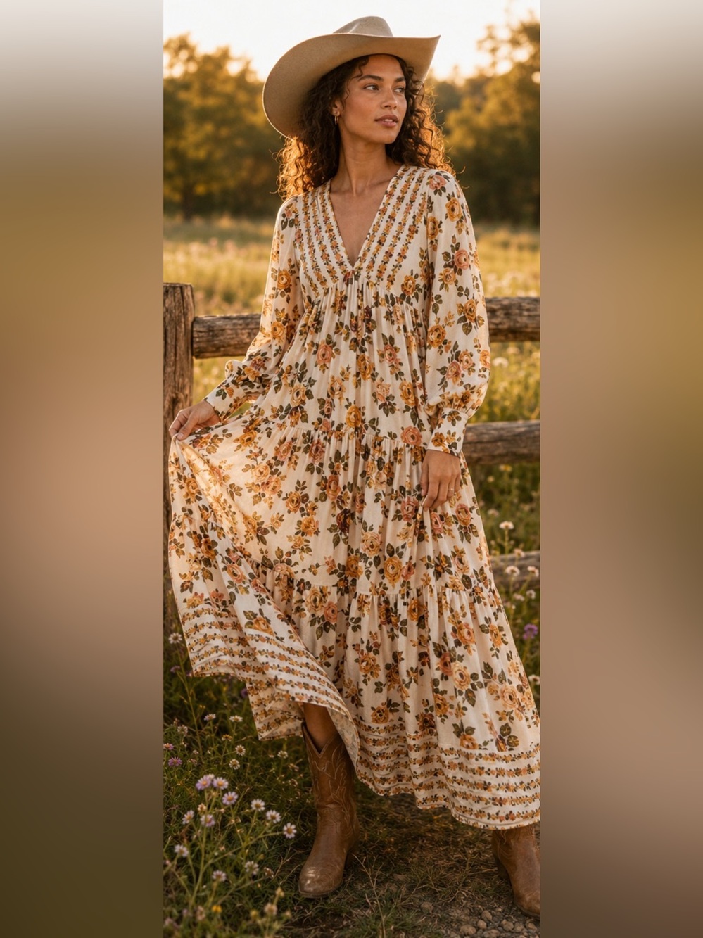 Free People Rows of Roses Floral Boho High Low Maxi Dress - Flowy Feminine